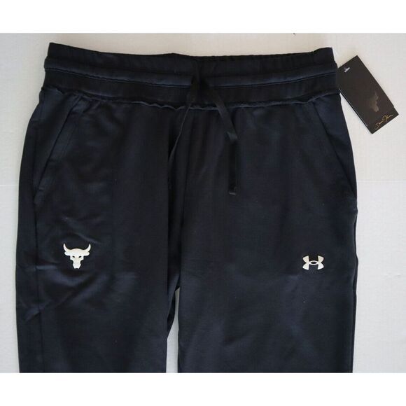 Under Armour 1361060 001 Women's Sz L Black Project Rock Terry Cropped Pants - Picture 3 of 7